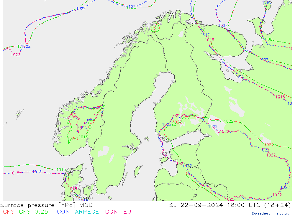 Surface pressure MOD Su 22.09.2024 18 UTC