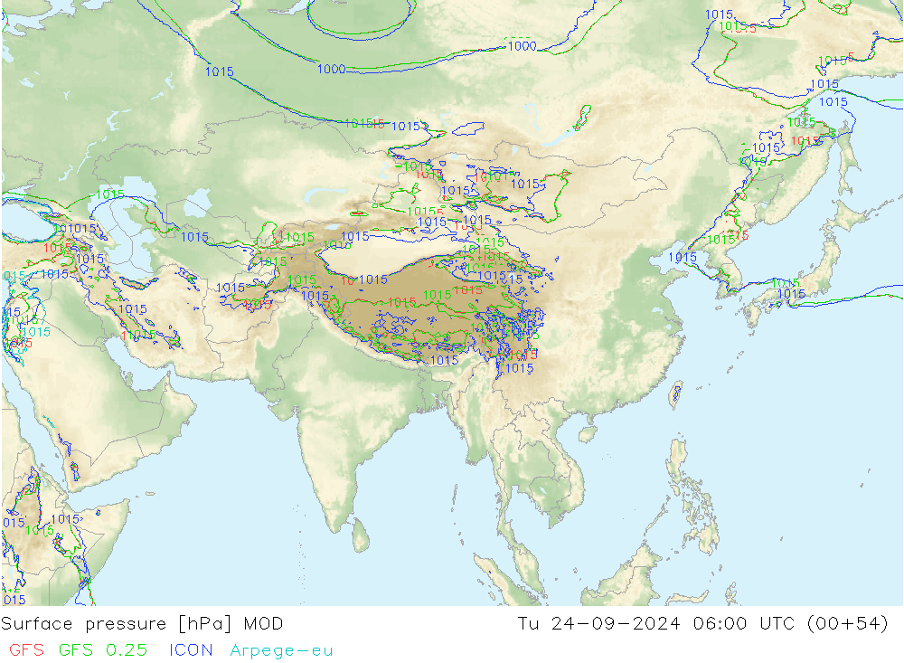 приземное давление MOD вт 24.09.2024 06 UTC