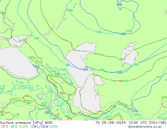 Surface pressure MOD Th 26.09.2024 12 UTC