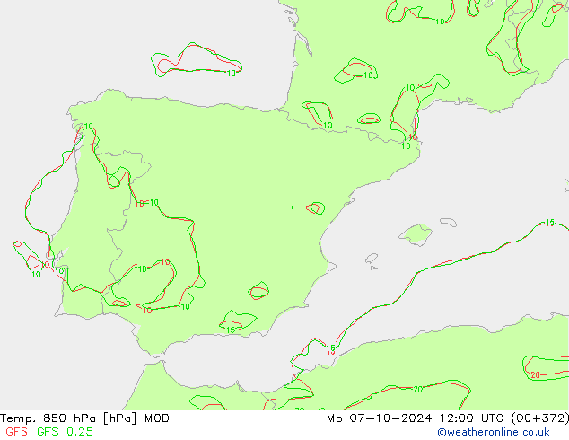 Temp. 850 hPa MOD lun 07.10.2024 12 UTC