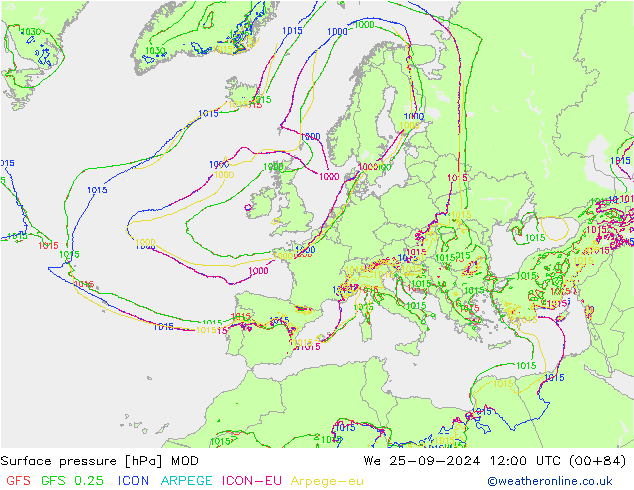 Luchtdruk (Grond) MOD wo 25.09.2024 12 UTC