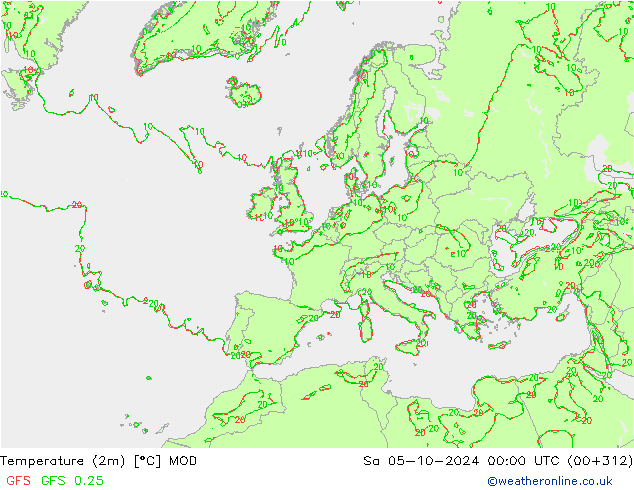 Temperatura (2m) MOD sab 05.10.2024 00 UTC