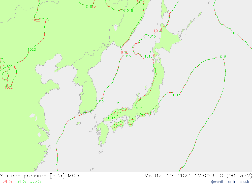 Atmosférický tlak MOD Po 07.10.2024 12 UTC