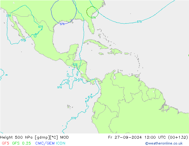 Height 500 hPa MOD Sex 27.09.2024 12 UTC