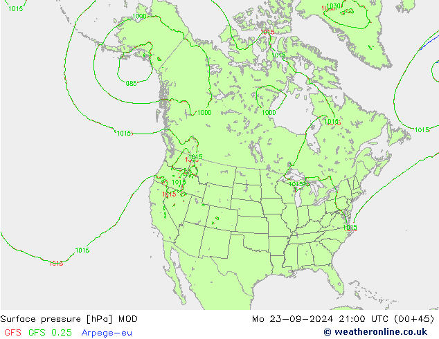 Surface pressure MOD Mo 23.09.2024 21 UTC