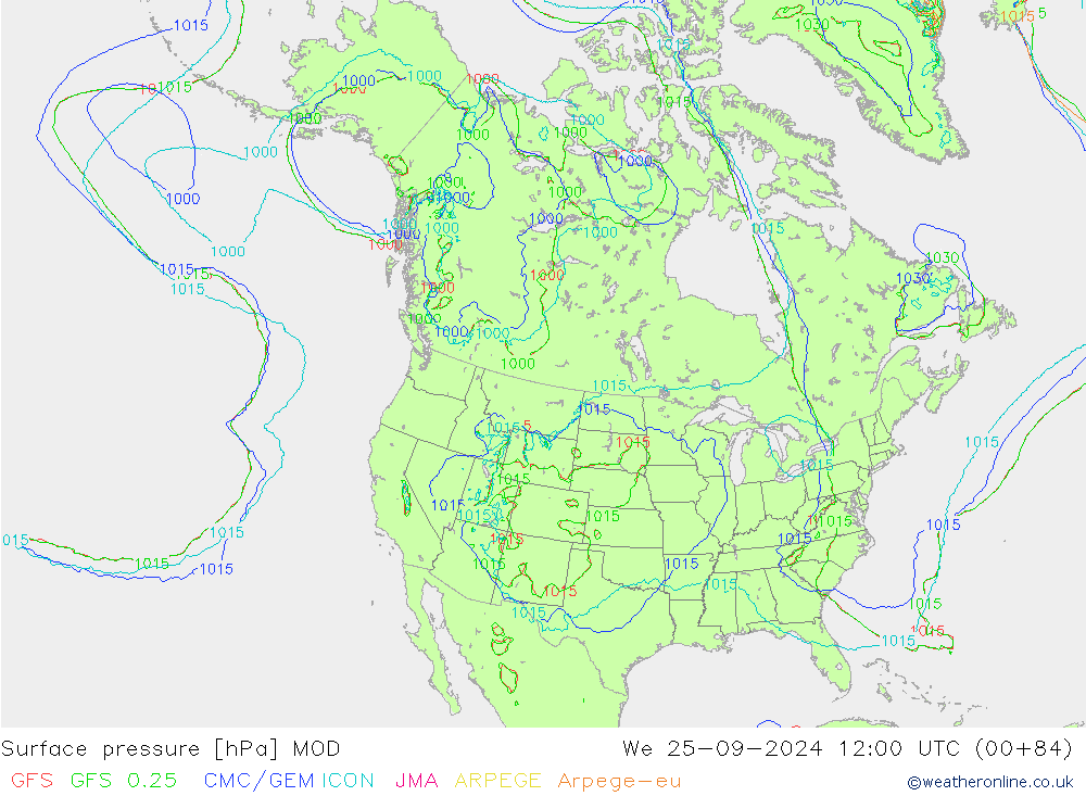 地面气压 MOD 星期三 25.09.2024 12 UTC