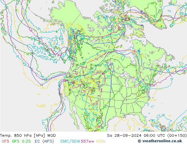 Temp. 850 hPa MOD Sáb 28.09.2024 06 UTC