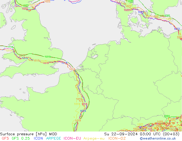 地面气压 MOD 星期日 22.09.2024 03 UTC