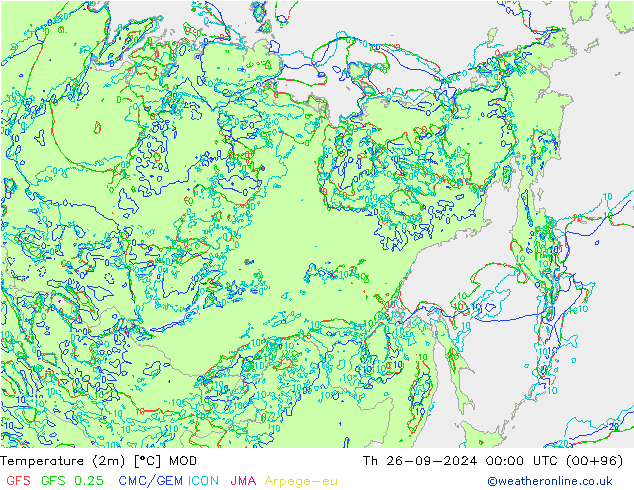 Temperature (2m) MOD Th 26.09.2024 00 UTC