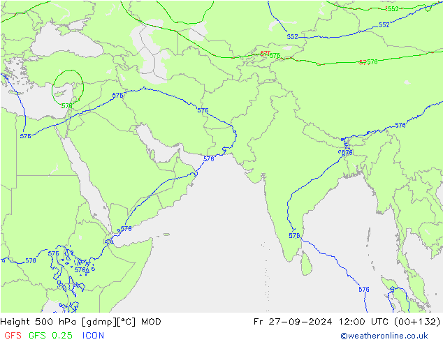 Hoogte 500 hPa MOD vr 27.09.2024 12 UTC