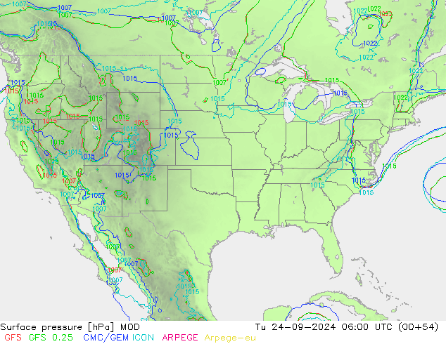 Pressione al suolo MOD mar 24.09.2024 06 UTC