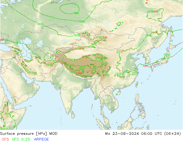 Surface pressure MOD Mo 23.09.2024 06 UTC