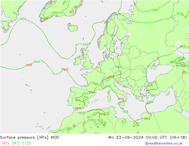 地面气压 MOD 星期一 23.09.2024 00 UTC