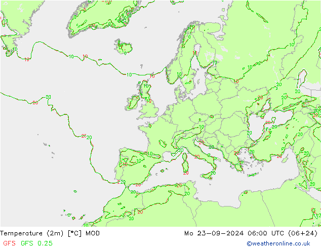 Temperatura (2m) MOD lun 23.09.2024 06 UTC