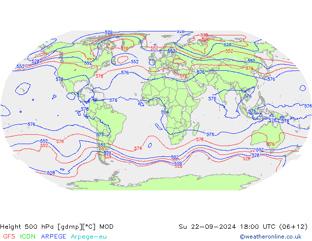 Height 500 hPa MOD So 22.09.2024 18 UTC