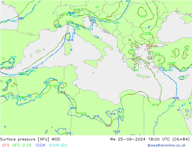 Surface pressure MOD We 25.09.2024 18 UTC