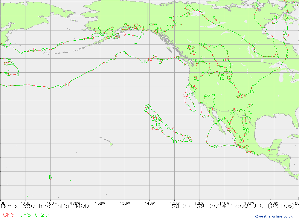 Temp. 850 hPa MOD Su 22.09.2024 12 UTC