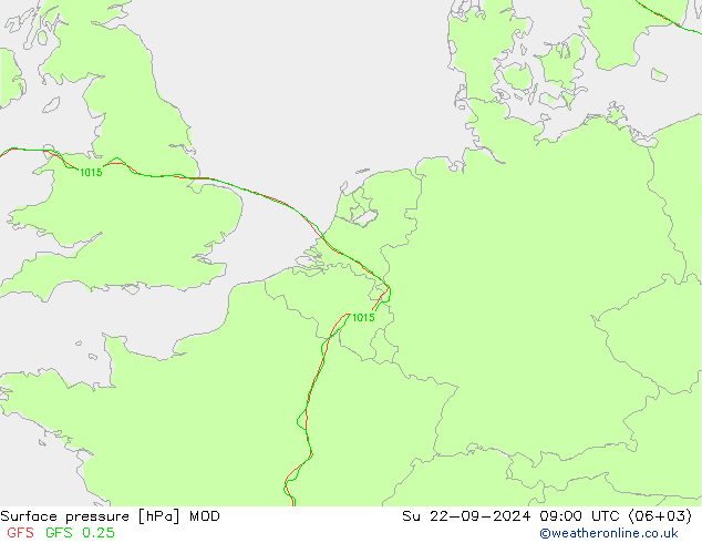 地面气压 MOD 星期日 22.09.2024 09 UTC