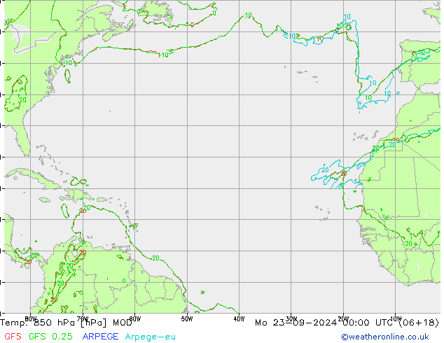 Temp. 850 hPa MOD ma 23.09.2024 00 UTC