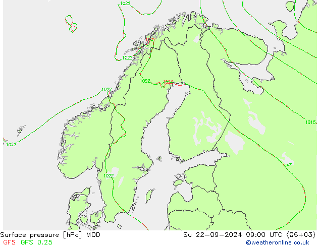 Atmosférický tlak MOD Ne 22.09.2024 09 UTC