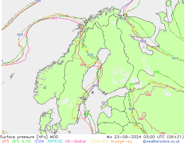 地面气压 MOD 星期一 23.09.2024 03 UTC