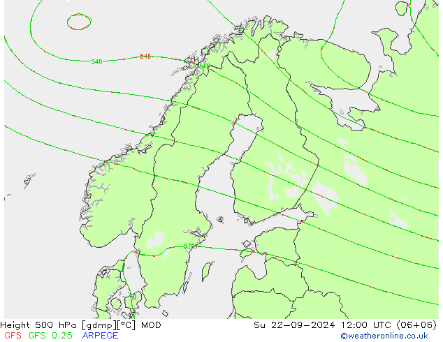 Height 500 hPa MOD 星期日 22.09.2024 12 UTC