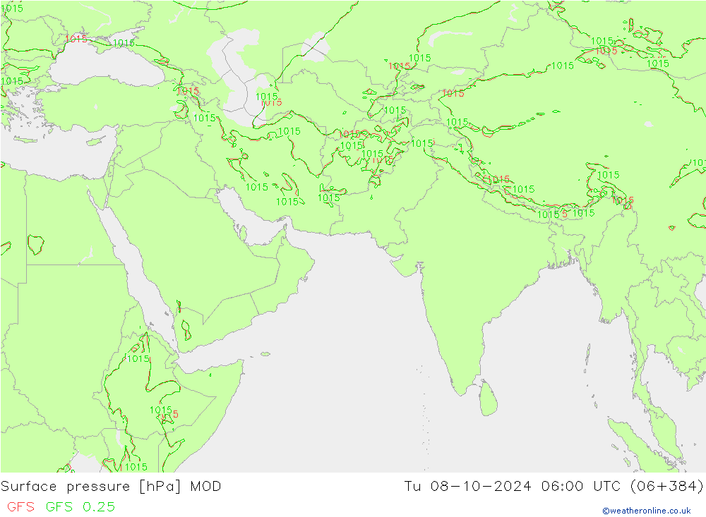 Atmosférický tlak MOD Út 08.10.2024 06 UTC