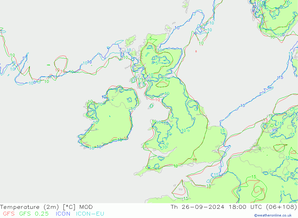 Sıcaklık Haritası (2m) MOD Per 26.09.2024 18 UTC