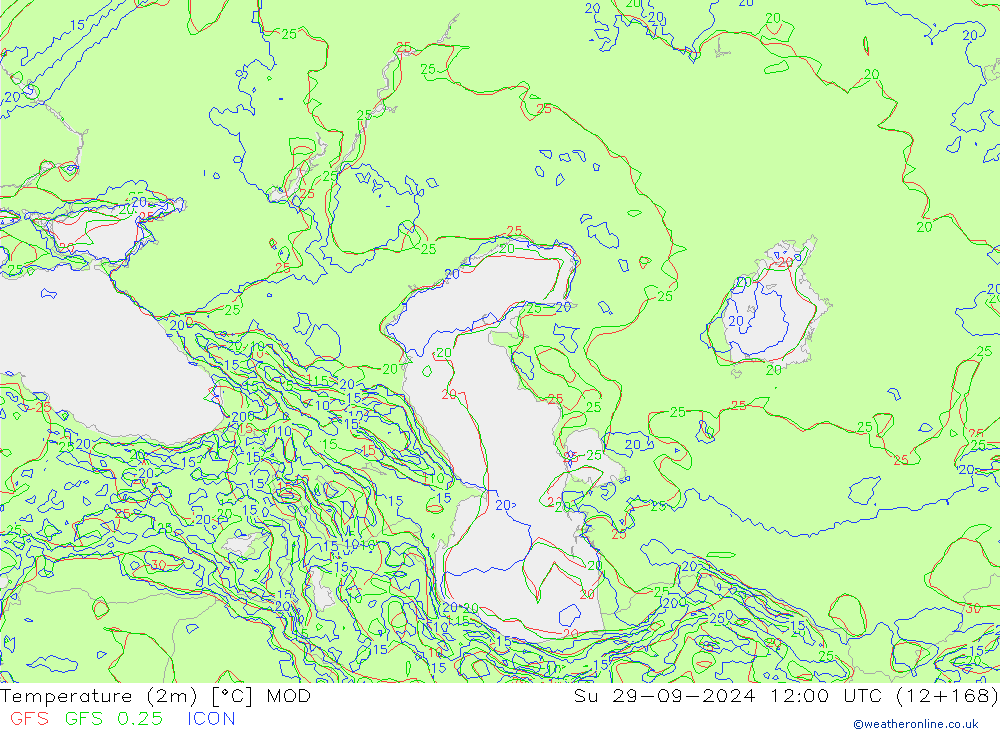 Temperatura (2m) MOD dom 29.09.2024 12 UTC