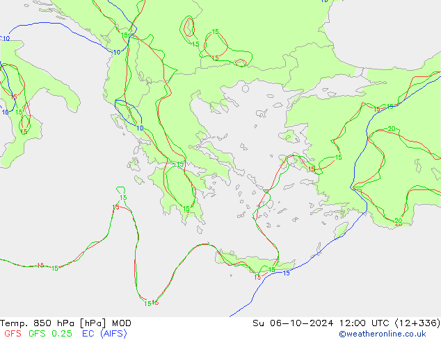 Temp. 850 hPa MOD  06.10.2024 12 UTC