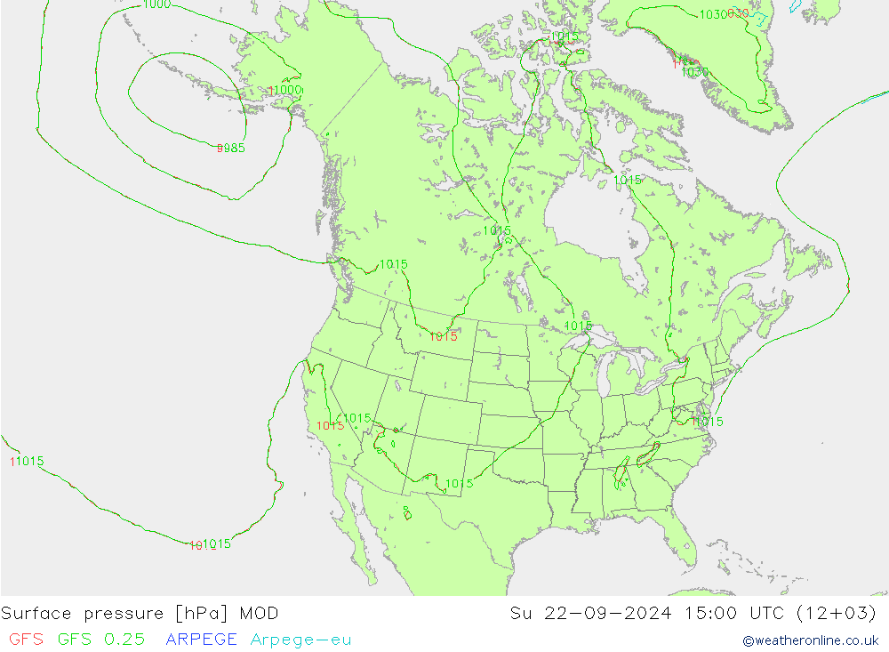 地面气压 MOD 星期日 22.09.2024 15 UTC