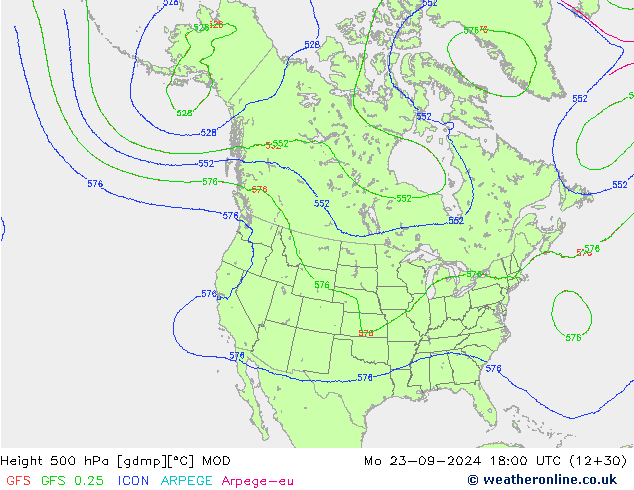 Height 500 hPa MOD lun 23.09.2024 18 UTC