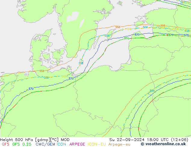 Hoogte 500 hPa MOD zo 22.09.2024 18 UTC