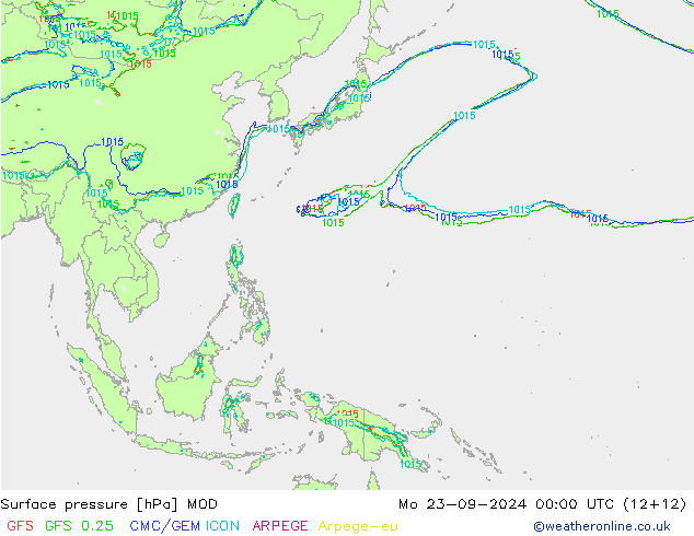 Surface pressure MOD Mo 23.09.2024 00 UTC