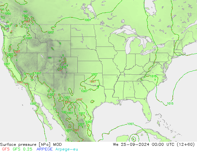 Surface pressure MOD We 25.09.2024 00 UTC