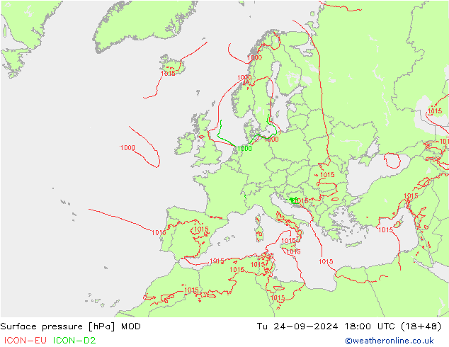 Surface pressure MOD Tu 24.09.2024 18 UTC