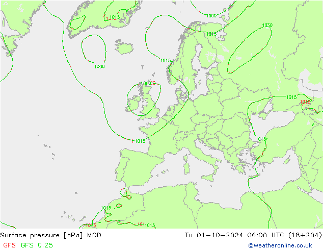 Surface pressure MOD Tu 01.10.2024 06 UTC