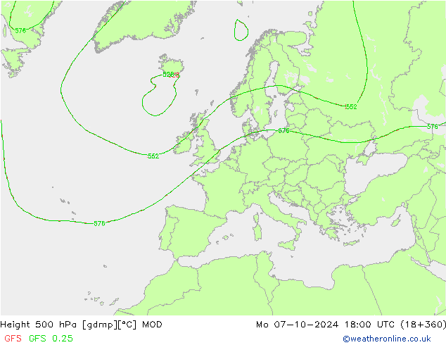 Geop. 500 hPa MOD lun 07.10.2024 18 UTC