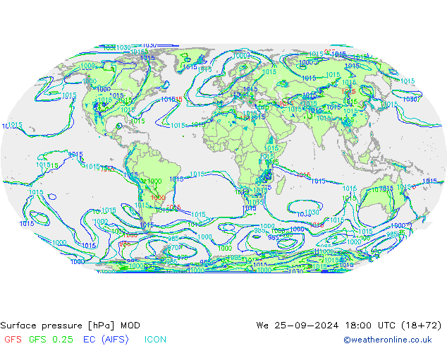 Surface pressure MOD We 25.09.2024 18 UTC