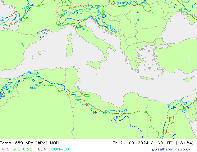 850 hPa Sıc. MOD Per 26.09.2024 06 UTC