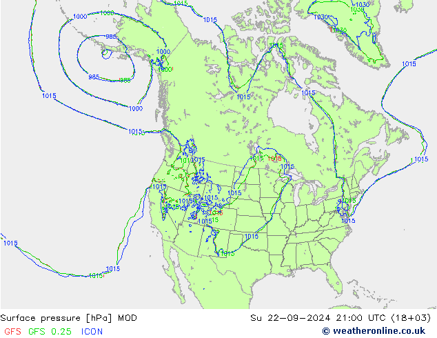 Luchtdruk (Grond) MOD zo 22.09.2024 21 UTC