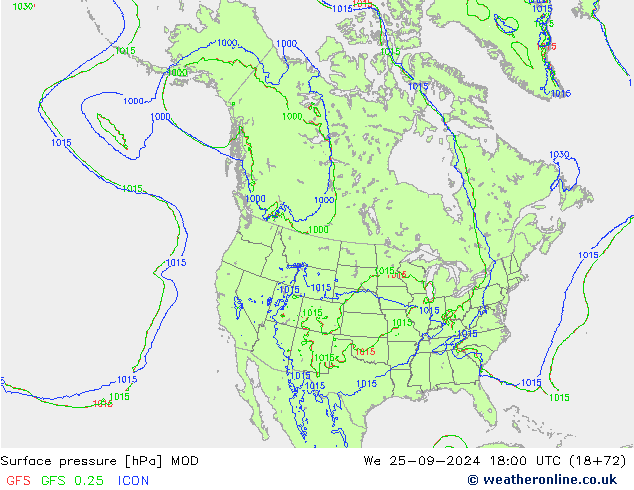 Surface pressure MOD We 25.09.2024 18 UTC