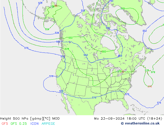 Hoogte 500 hPa MOD ma 23.09.2024 18 UTC