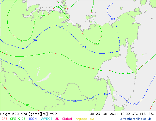 Height 500 hPa MOD Mo 23.09.2024 12 UTC