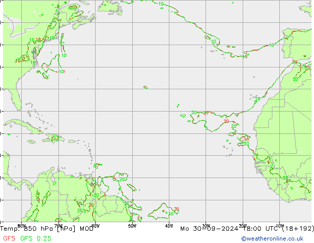 850 hPa Sıc. MOD Pzt 30.09.2024 18 UTC