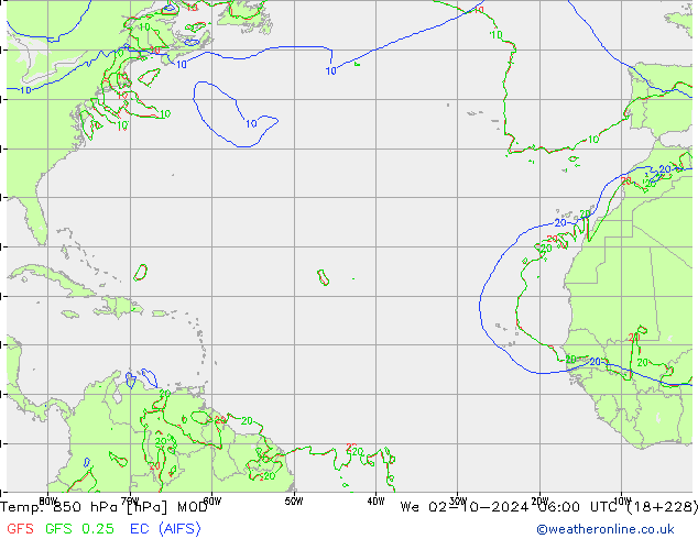 Temp. 850 hPa MOD mer 02.10.2024 06 UTC