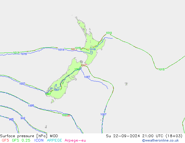 Surface pressure MOD Su 22.09.2024 21 UTC