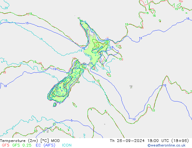 Sıcaklık Haritası (2m) MOD Per 26.09.2024 18 UTC