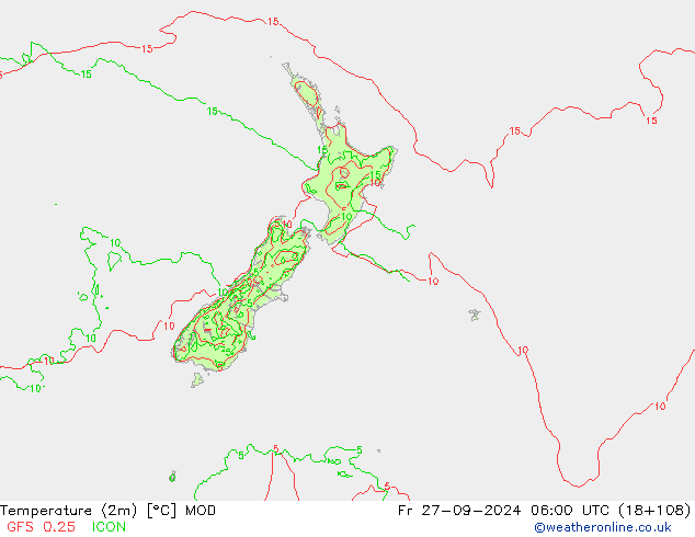 mapa temperatury (2m) MOD pt. 27.09.2024 06 UTC