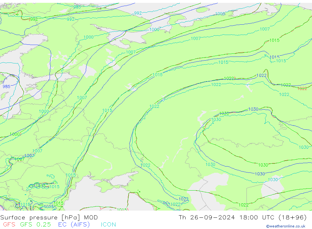 Surface pressure MOD Th 26.09.2024 18 UTC